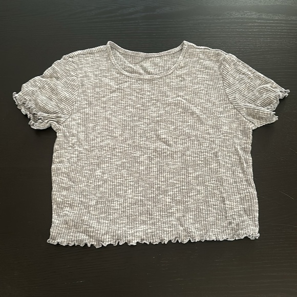 Two American Eagle, lettuce, edge, T-shirts women’s size medium. Very soft. - Picture 5 of 7